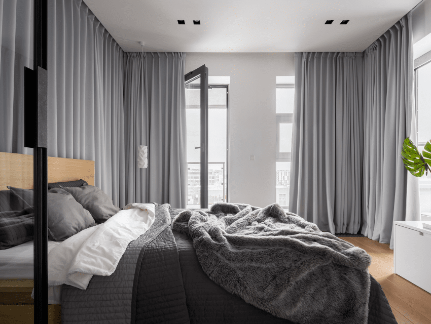 Roman Shades with Black Out Curtains